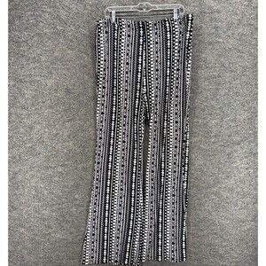 Active USA Pants Women 2XL Black Striped High Rise Flat Front Chino Pull On